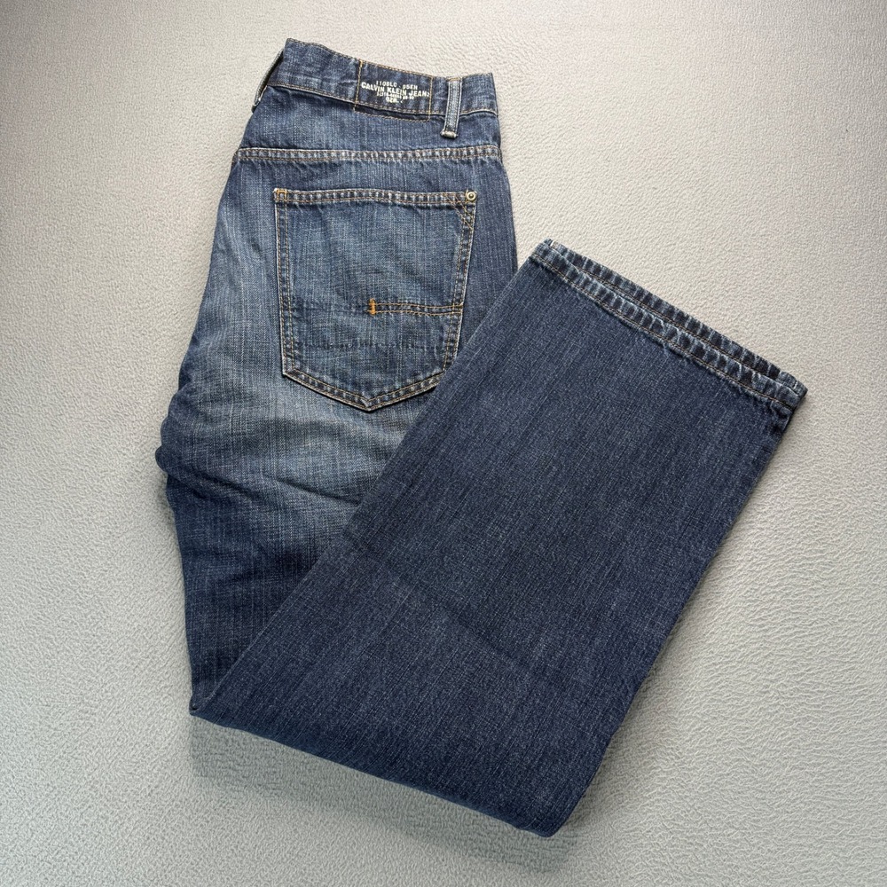 Calvin Klein Jeans Men 34 Blue Denim Bootcut Casual Straight Leg Classic